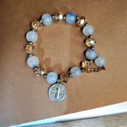 Beaded Bracelet Pearl Blue