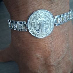 Esclava San Benito Plata 925 MX 8" Larga