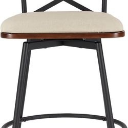 Swivel Counter Height Bar Stools with Back, Upholstered Barstools for Kitchen Island, 26" Seat Height, Solid Wood Frame & Metal,#1974VY3