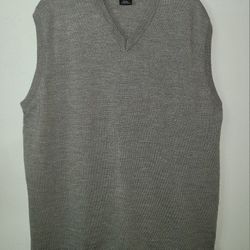 Bachrach Grey Sweater Vest Mens V Neck Pullover Made in Italy Size L