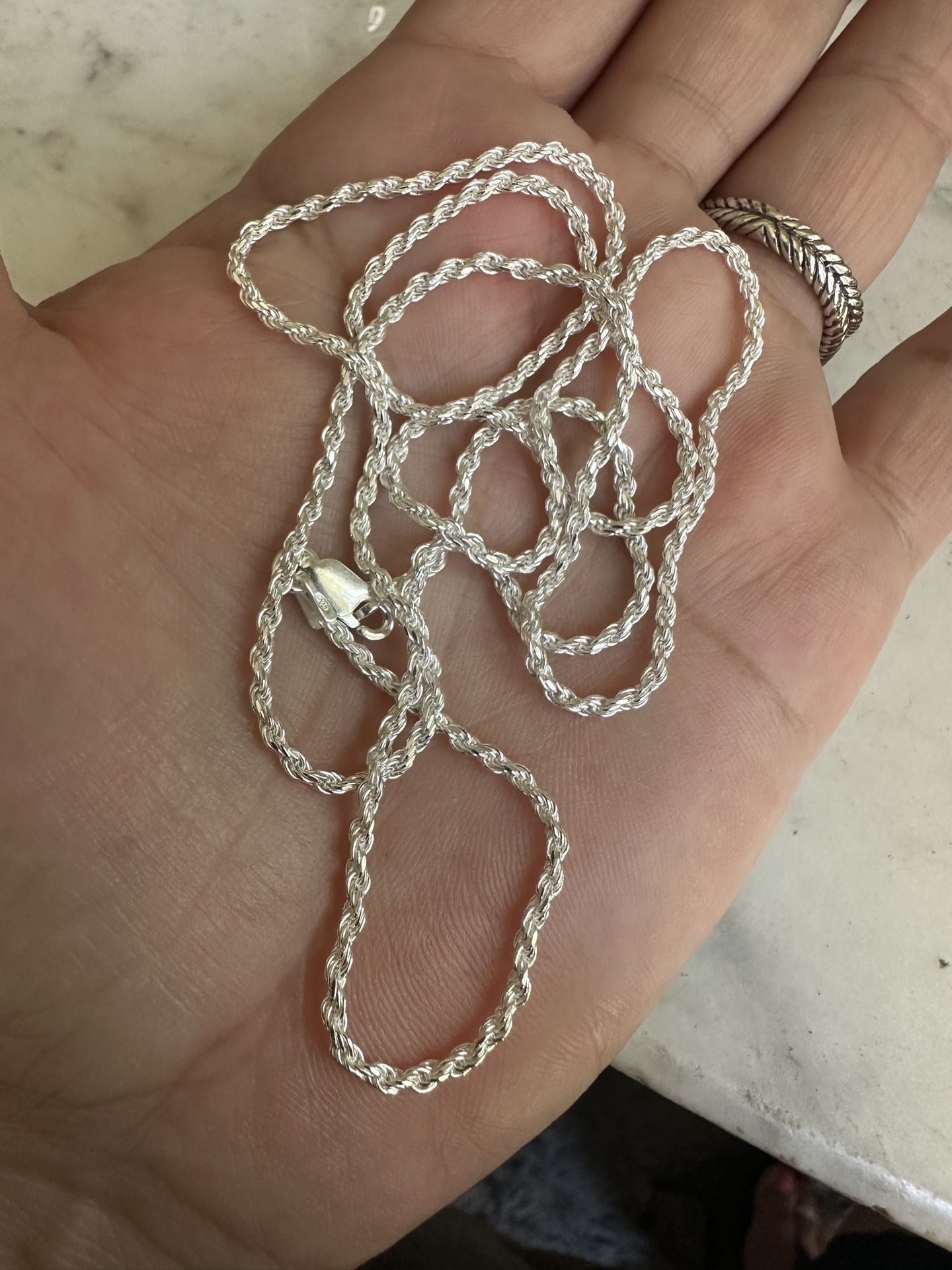 925 Sterling Silver 26 In . Rope Chain , 2.25 mm , Marked 925 Italy , Lobster Closure 10 Grams 