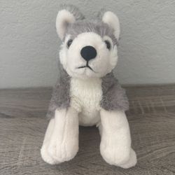 Adventure Planet Wolf Husky Plush 9” Stuffed Animal Gray & White