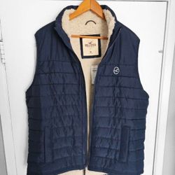Men's Hollister Jacket XL Puffer Vest Chaleco Blue