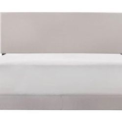 King Beige Upholstered Bed Frame 