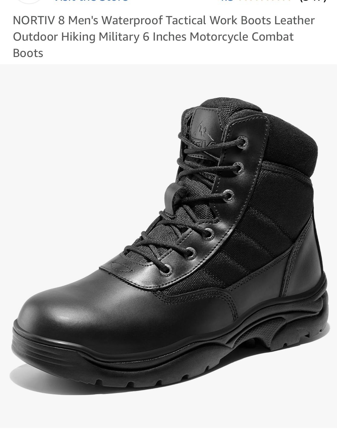 NORTIV 8 Men's Waterproof Tactical Work Boots Leather Outdoor Hiking Military New Size 7 $30.00