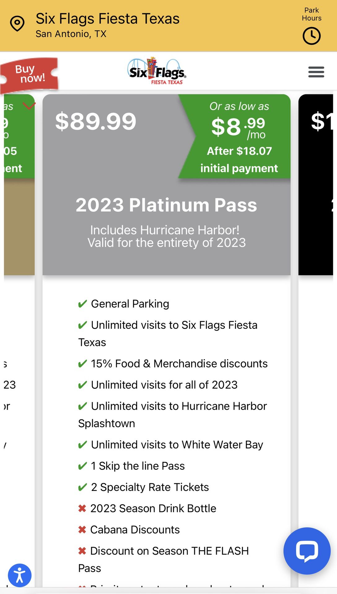 Six Flags Fiesta Texas. Platinum Season Passes. Unregistered $70 Each Up To 7