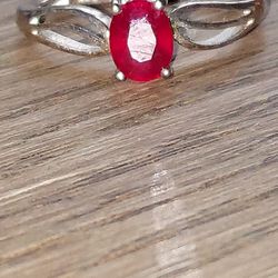 Silver Ruby Ring Size 6
