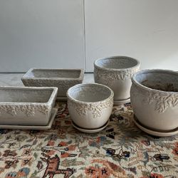 Ceramic Ivy Vine Design Pot Planters - Set of 5 or Single Pots Available