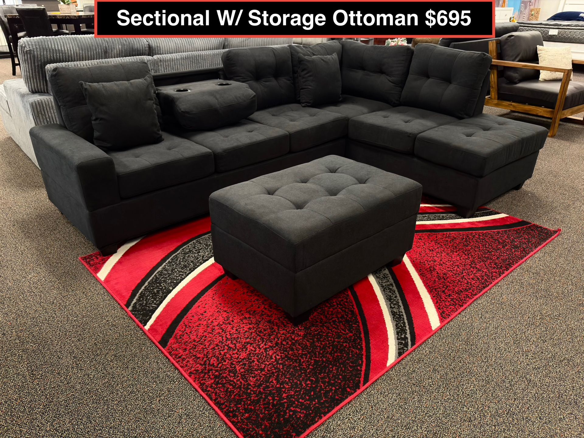 STORE CLOSING !!!! New Sectional With Storage Ottoman