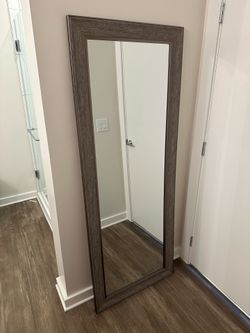 27” x 70” Rustic Gray with Pewter Trim Large Mirror | Full-Length Body Mirror | Leaning or Wall-Mounted