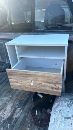 White and Wood Nightstand with Drawer