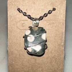 8th Vein Ocean Jasper Wire Wrapped Necklace 