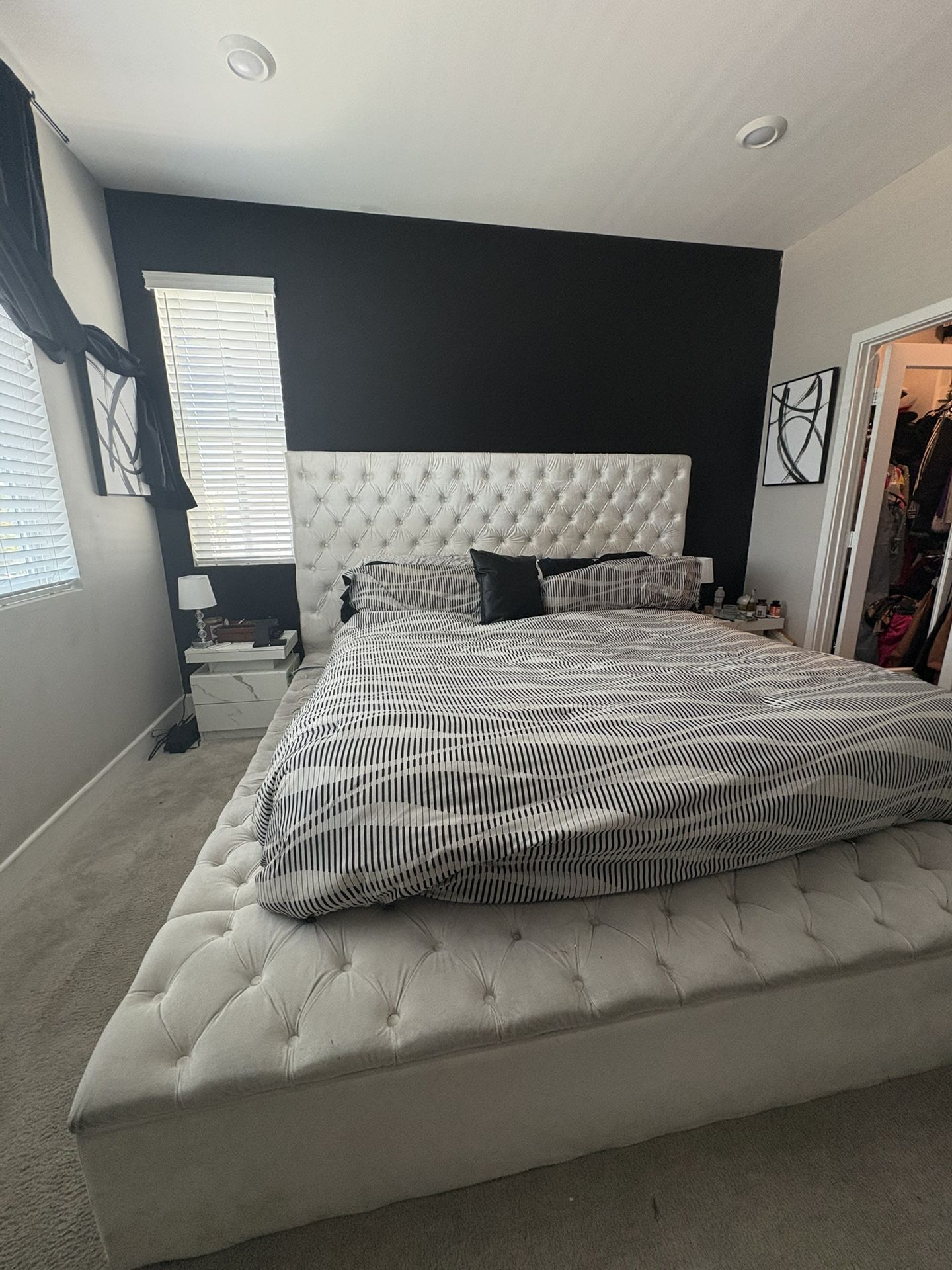 Ivory King Bed Frame With Storage Only $150