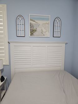 Queen headboard white and bed frame