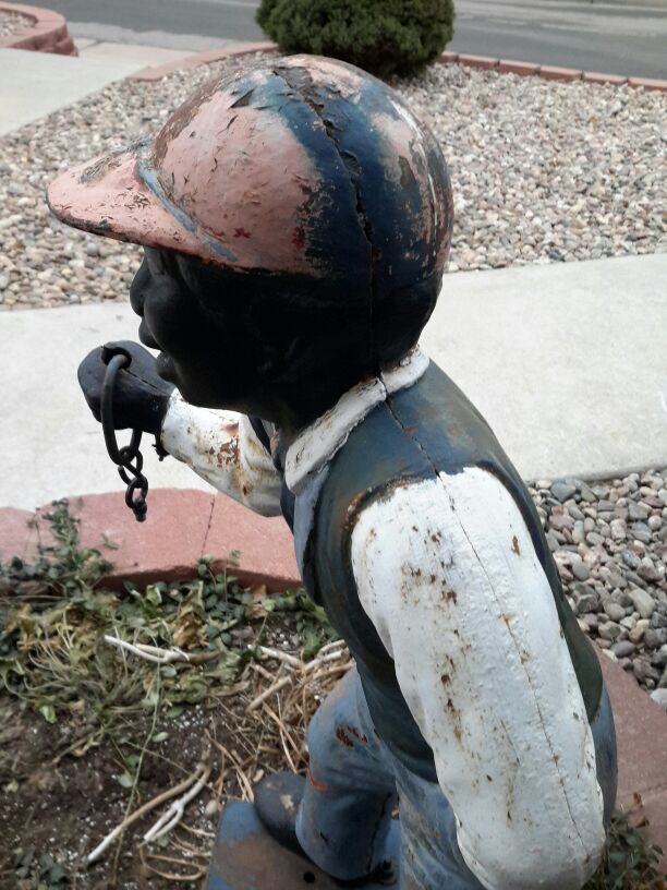 RARE ANTIQUE AUTHENTIC SOLID CAST IRON HITCHING POST//LAWN JOCKEY