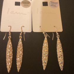 SilverTone And Goldtone Crystals From Swarovski Dangle Earrings,by..Iam