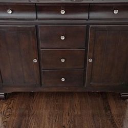 Dark Brown Wood Credenza