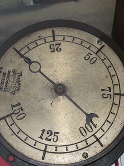 Antique brass face steam pressure gauge