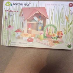 Tender Leaf Rosewood Cottage Wood Carry Doll House