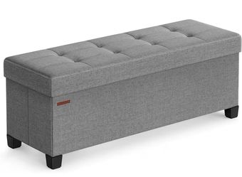 "Storage Ottoman Bench, SONGMICS , Foldable Foot Rest with Legs, 15 x 43 x 15.7 Inches, End of Bed Bench, Storage Chest, Load up to 660 lb, for Living