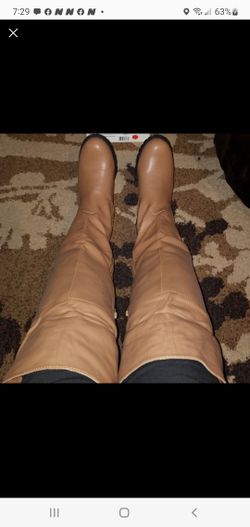 Tan Thigh High Studded Boots