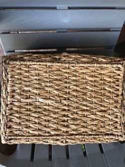 Beautiful Wicker Rectangular Basket with handles For Sale