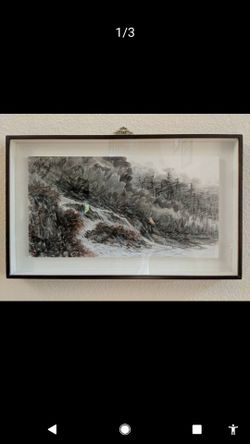 Chinese, Japanese, Korean framed art, hand painting