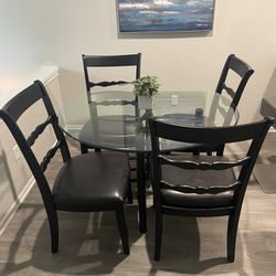 Glass Dining, Set Table And Chairs