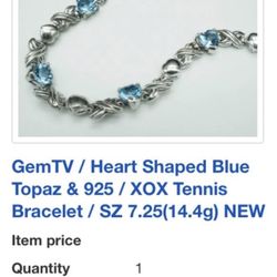 GemTV / Heart Shaped Blue Topaz & 925 /