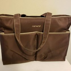 Carter's Duffel Diaper Tote Bag Brown Canvas Multi Pocket To Keep You Organized