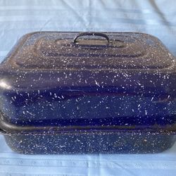 VINTAGE  ENAMELWARE THANKSGIVING TURKEY ROASTING PAN 