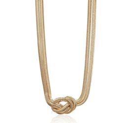  Goldtone Knotted Snake Chain Necklace, 16" +3" Extender (Women's)