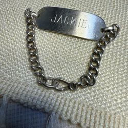 Vintage Sterling Silver ID Bracelet JACKIE 6” 12.8g Engraved 925 STERLING