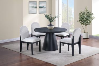 5 pc black finish wood 48" round dining table set padded chairs(P2437/19265) $549  FREE LOCAL DELIVERY  
