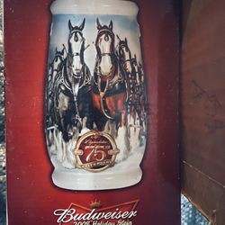 Anheuser Busch Budweiser Holiday Christmas Beer Stein
