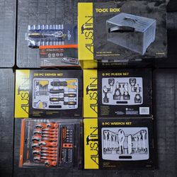 Tool Box, Pliers, Wrench, Sockets, Screwdrivers 