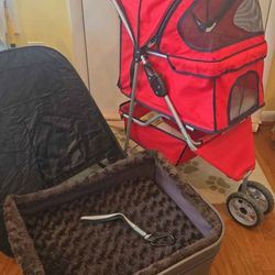 FDW 3 Wheels Pet Folding Jogger Stroller up to 33 LBs & Car Seat Bed & Front Seat Middle Gap Blocker