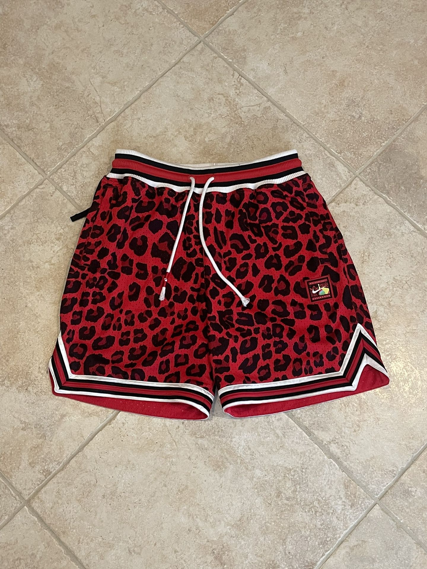 Nike Red Leopard Print Basketball Shorts Sz Large