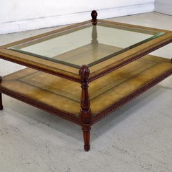 Maitland Smith Leather Wrapped Mahogany Table