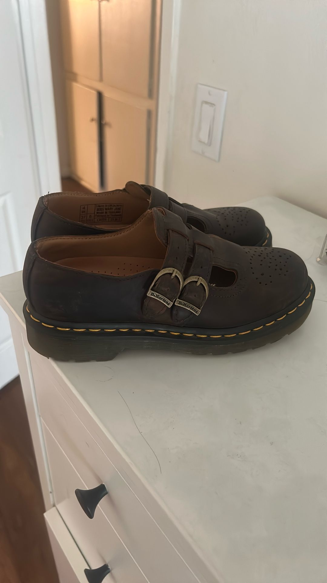 doc marten brown mary janes size six