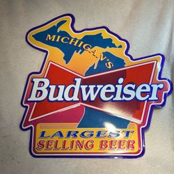 Budweiser Michigan Metal Advertising Sign