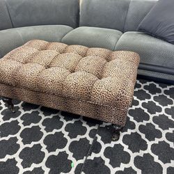 Tufted Leopard Print Ottoman & Storage - 42” x 24”