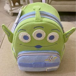 NEW Disney Parks Loungefly Toy Story Alien Pastel Corduroy Mini Backpack NWT