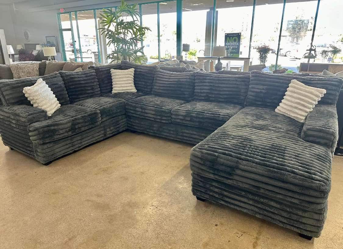 Fluffy Corduroy Sectional (( Same Day Delivery ))