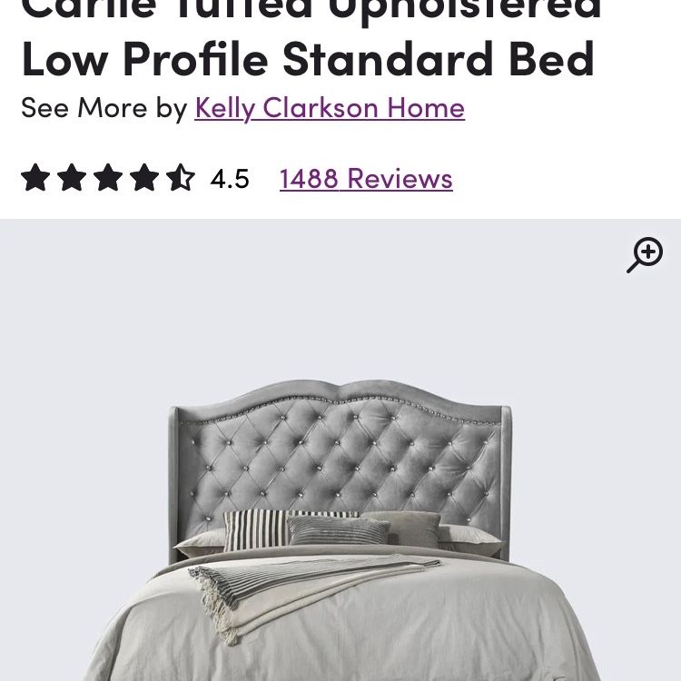 Yusuf tufted upholstered low 2024 profile standard bed