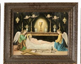 BEAUTIFUL Authentic, Antique  Christian Lithograph of Crucified Jesus Christ