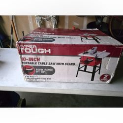 New in box Hyper tough 10" table saw with stand