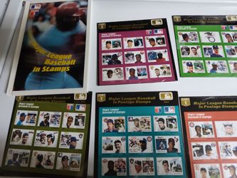 5 unopened sheets of MLB USPS stamps and book