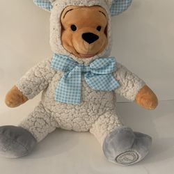 Disney Store Winnie Pooh Sheep Lamb Easter Blue Plaid Bow Tie Ears 11” Plush