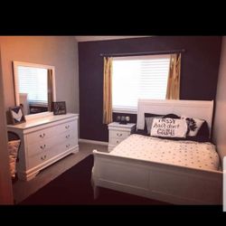 New white queen 4pcs bedroom set